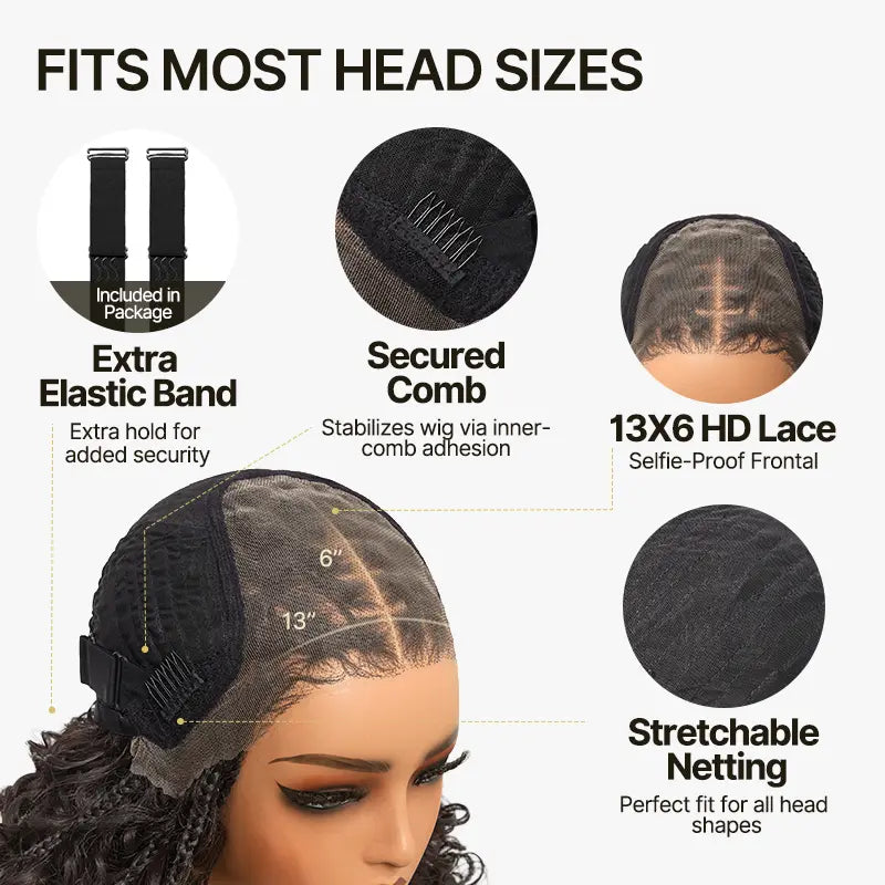 13x6 HD Pre-Cut Lace Wig – Glueless Wear & Go Boho Braids Water Wave Wig
